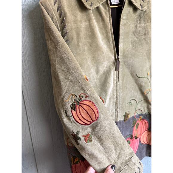 Vintage Suede Leather Fall, Autumn Zip Jacket, Women's XS - Picture 3 of 7